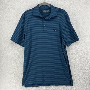 Vineyard Vines Mens On-The-Go Sankaty Polo Striped Performance Shirt Small